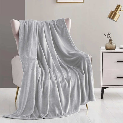 Fluffy Mink Fleece Throw Blanket- Silver