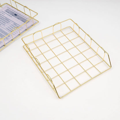 Gold Wire News Paper & File Rack Tray
