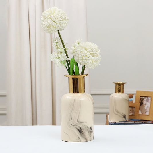 Gold Neck Bottle Shaped Ceramic Vase