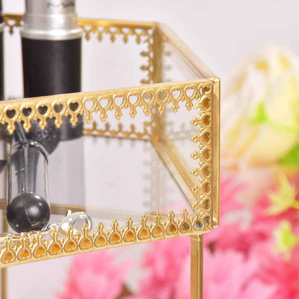 Vintage Gold Plated Makeup Vanity Tray