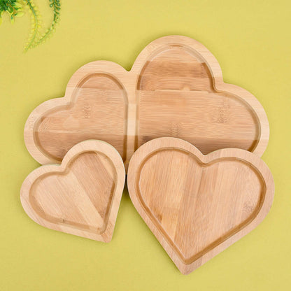 Heart Shape Bamboo Snack Plate Pack