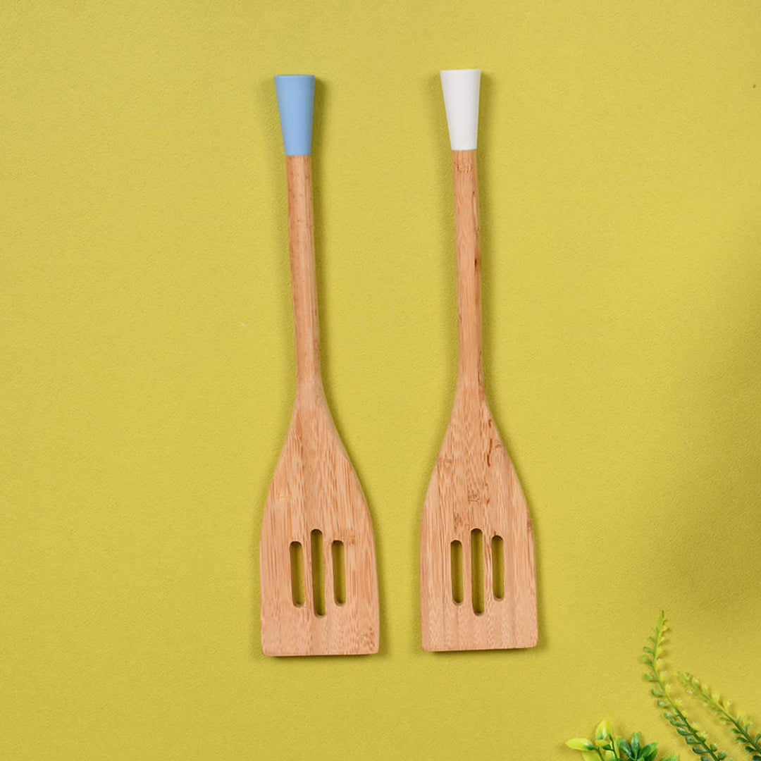 Bamboo Wooden Slotted Turner Spoon
