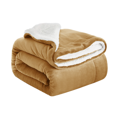 Ultra Soft Sherpa Throw Blanket - Camel