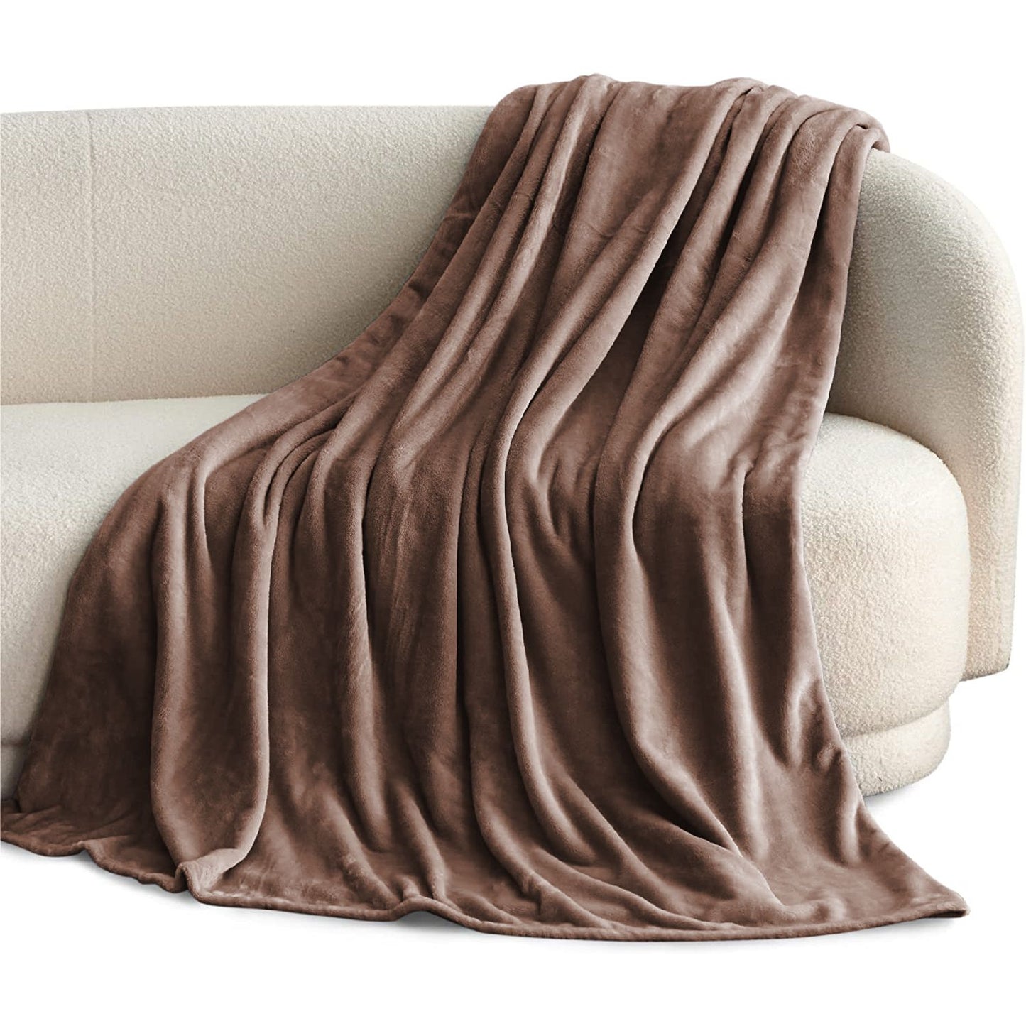 Fluffy Mink Fleece Throw Winter Blanket - Coffee