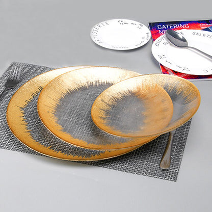 European Sunburst Design Glass Charger Plate- Large
