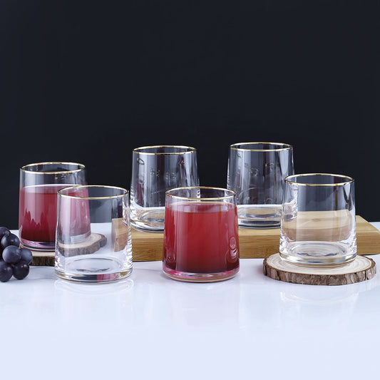 Ions Plated Gold Rim Cocktail Glass Set- 6 Pcs