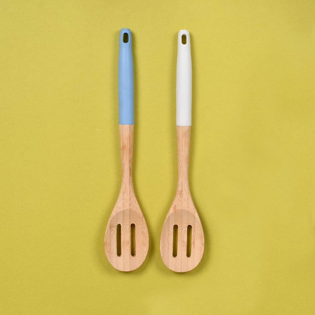 Tessie & Jessie Bamboo Wood Slotted Serving Spoon