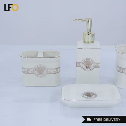 Elegant Bathroom Accessories Set -Cream 4 Pcs